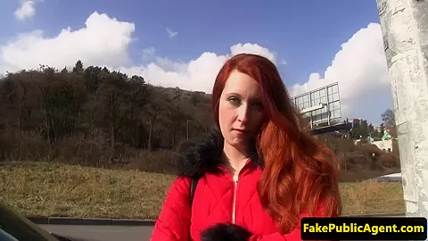 Euro redhead pulled and pussyfucked outdoors