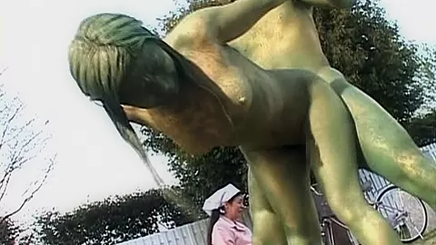 Cosplay Porn: Public Painted Statue Fuck 2