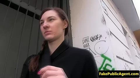 Pulled euro babe blows cock for cash