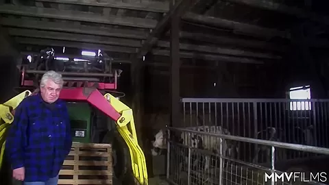 Fat German Step mom pounded in the barn