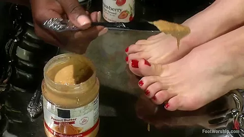Peanut Butter and Jelly Toe Sandwiches Lesbian Foot Sploshing