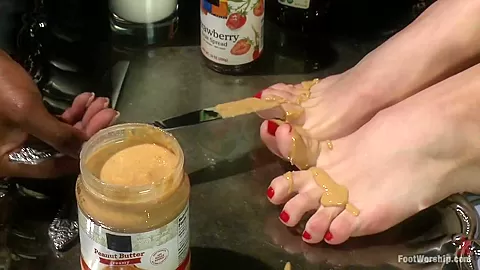 Peanut Butter and Jelly Toe Sandwiches Lesbian Foot Sploshing