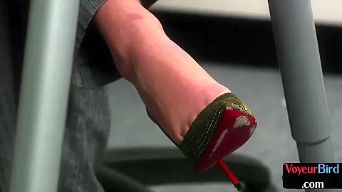 Office femdom babe teases black guy who jerks cock