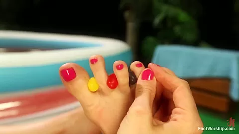 Foot Fetish Lesbian Footing Jello and Sploshing