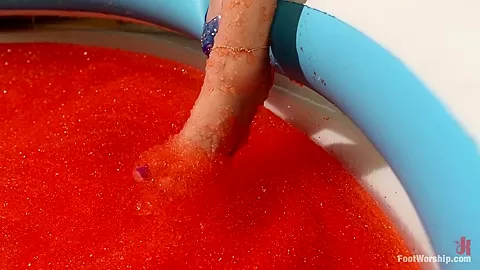 Foot Fetish Lesbian Footing Jello and Sploshing