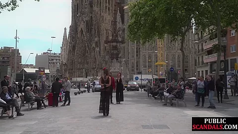 Redhead domina n lord showing their naked babe sub in public