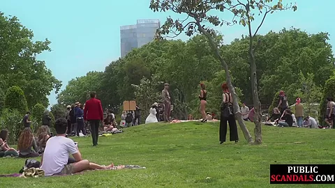 Redhead domina n lord showing their naked babe sub in public