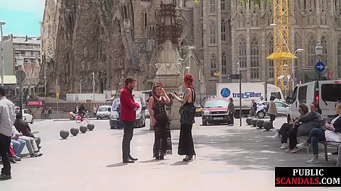 Redhead domina n lord showing their naked babe sub in public