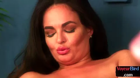 Femdom bigass and bigboobs MILF strips off and teases wanker