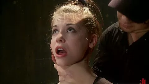 Destructive orgasms this Little Brunette is made to cum in stressful bondage