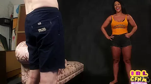 Amateur CFNM MILF sucks and wanks cock till cum on tits