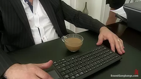 Secretary Take Down Boss and Friends Tie her up and Fill her Pussy w Cum