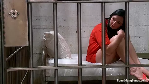 French Hottie gets pounded by 5 prison guards