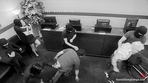 Brunette Bank Teller with Big Round Ass gets Gangbanged by Bank Robbers in her Naughty Fantasy