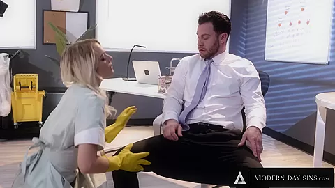 MODERN-DAY SINS - Big Tits Maid Convinces Pervy Employee To ANALLY CREAMPIE Her After Hours!