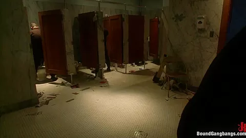 Big Tittied Rich Girl Mercilessly Fucked in a Dirty Bathroom
