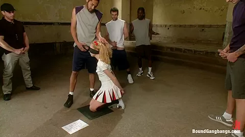 Pom Pom Girl gets Gang Banged by Basketball Coach and Team