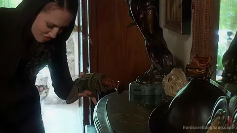 Crime pays Bad girl cat burglar gets fantasy fucked First gangbang