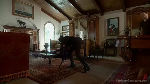 Crime pays Bad girl cat burglar gets fantasy fucked First gangbang