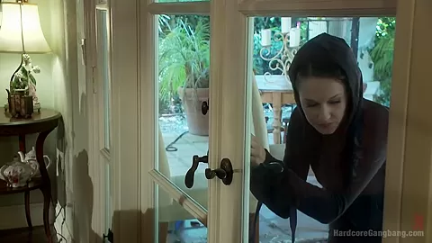 Crime pays Bad girl cat burglar gets fantasy fucked First gangbang