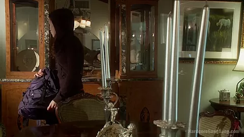 Crime pays Bad girl cat burglar gets fantasy fucked First gangbang