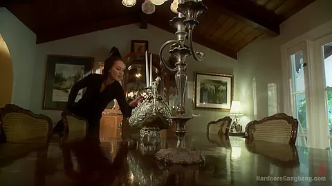 Crime pays Bad girl cat burglar gets fantasy fucked First gangbang