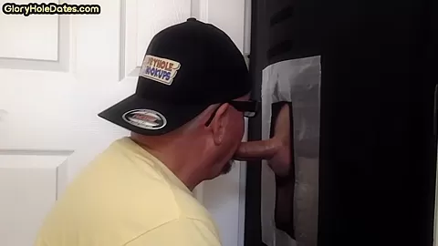 Gloryhole gay enjoys sucking stiff dick b4 anal fucking