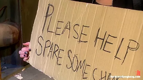 Street slut fucked by 5 guys at once