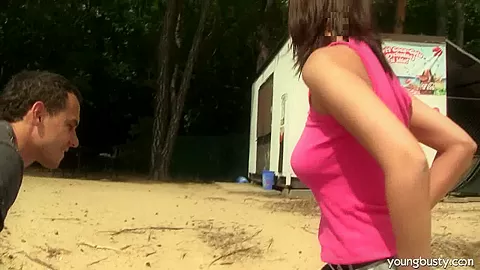 Busty brunette teen 18+ Rita gets fucked outdoors