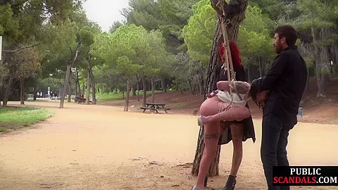Femsub whipped throated n used in public for showing nudity