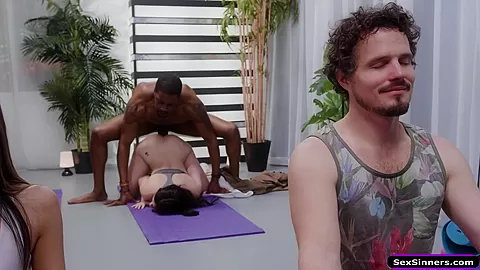 Black yoga teacher sucked n fuck petite student 18+ during class