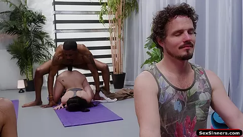 Black yoga teacher sucked n fuck petite student 18+ during class