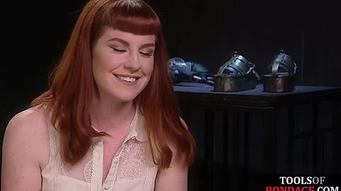 Obedient BDSM redhead babe gets whipped by CMNF master