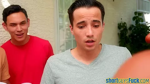 Short guy fucks IR busty MILF in 3way till cum in mouth