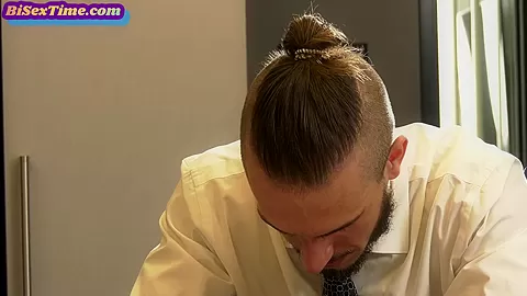 Bisexual dudes fuck small titted bae in threesome fuck