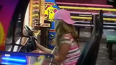Public teen 18+ masturbates in arcade toilets
