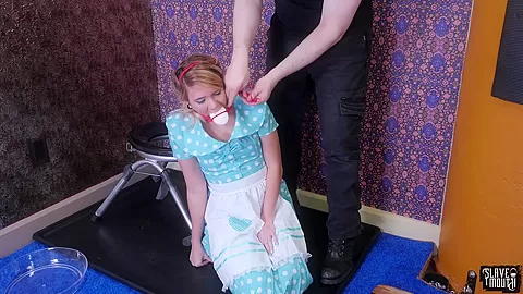 Throat fucked blonde submissive
