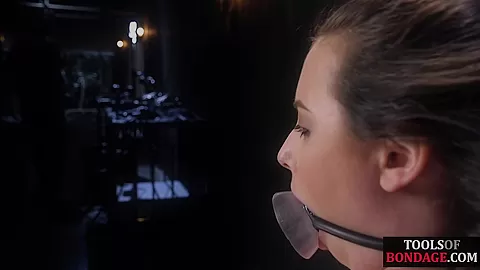 BDSM sub mouthgaped babe gets whipped by CMNF master