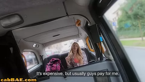 Skinny taxi babe pussyfucked outdoor in cab by taxi driver