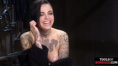 BDSM inked and pierced babe gets nipples and pussy clamps