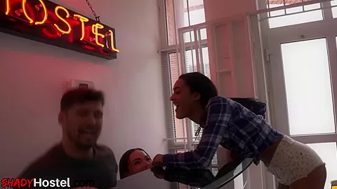 Throatfucked squirting teens 18+ enjoy hostel room ***