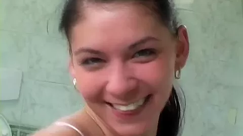 Brunette teen 18+ fuck dildo in bath