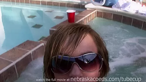 2 Girls Smoking And Skinny Dipping In Hot Tub