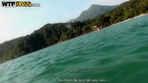 Amateur couple is having sex in a water here