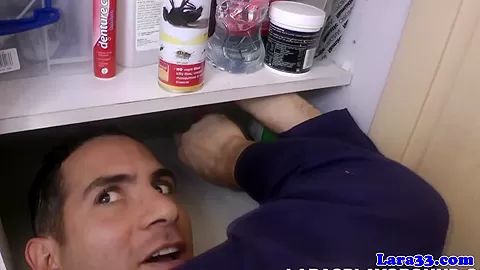 Milf facialized after draining plumbers pump