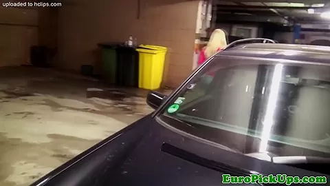 Pulled european newbie pussyfucked on car hood