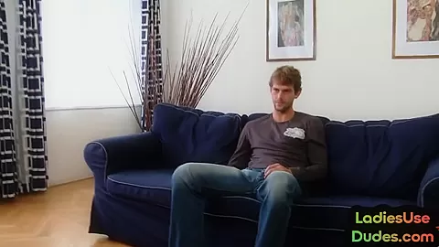 Pegging babes use guy in femdom 3some for strapon fucking