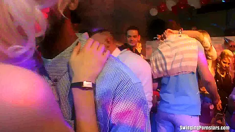 Slutty party chicks fucking in a club