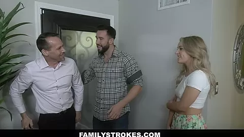 FamilyStrokes - Cute Blond teen 18+ Fucks Around With Hot and Stepdad