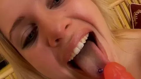Blonde teen 18+ Britt Fuck Red Dildo